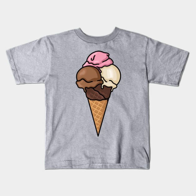 Triple Scoop Chocolate Dipped Waffle Cone Ice Cream *drools* Kids T-Shirt by AlmightyClaire